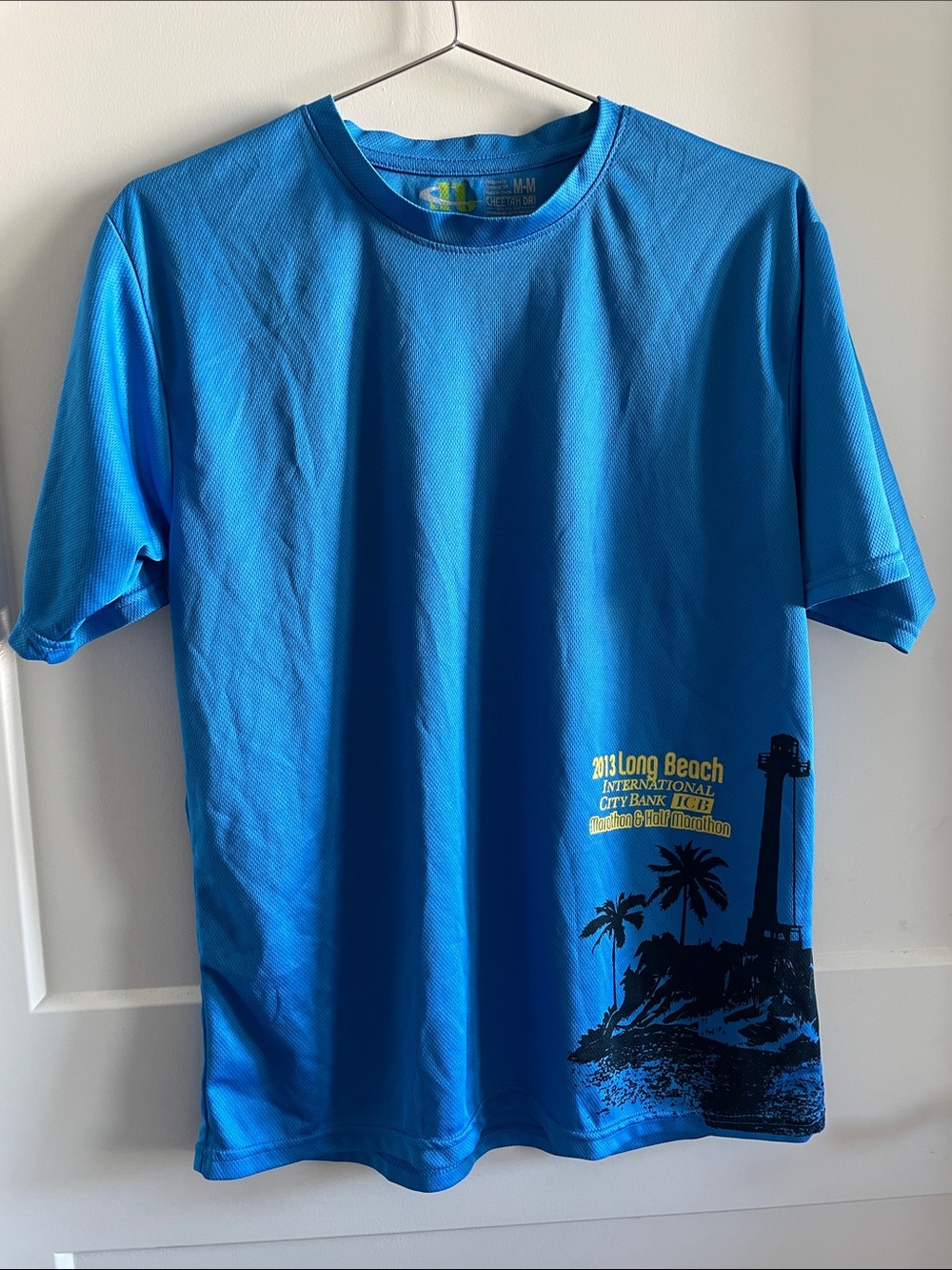 Men's Blue Short-Sleeve Crewneck Graphic Tee with Coastal Print